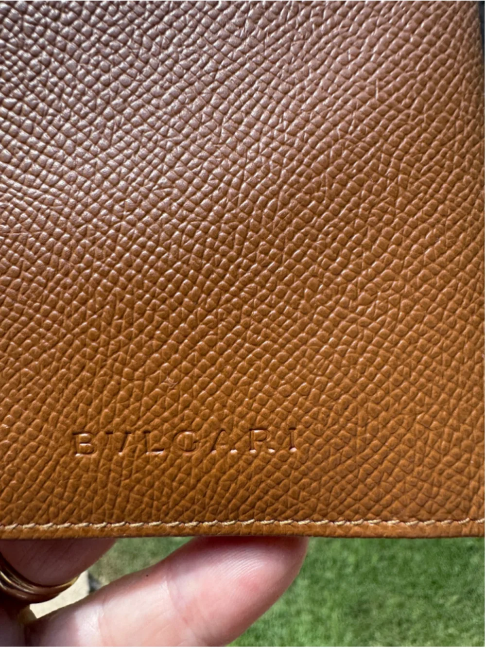 Bvlgari Tan Embossed leather Long Wallet